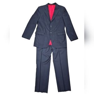 Carolina Herrera Navy Blazer & Trousers Suit Wool Blend